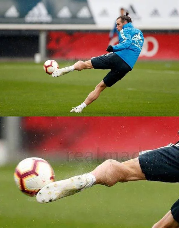 PRZEDZIWNY kształt łydki Bale'a na treningu Realu :D